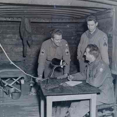 Soldiers use train car as makeshift office
