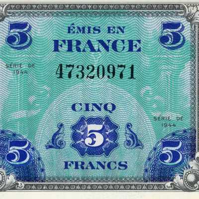 French Five Franc Type 1944
