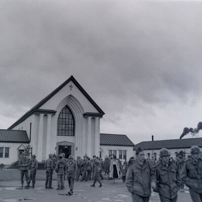 Soldiers outside church