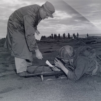Soldiers at beach landing practice