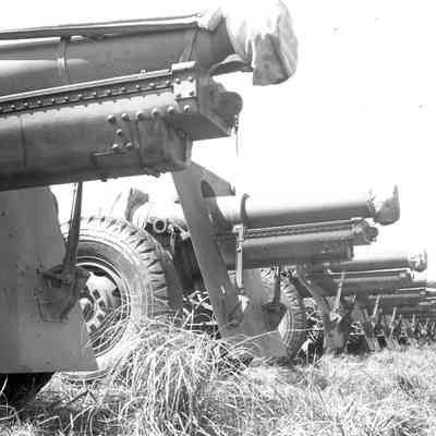 Line of artillery pieces
