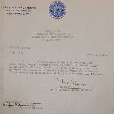 General Order #18 Headquarters Oklahoma National Guard-1924