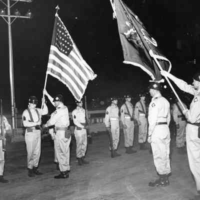 Soldiers preparing flags for Operation Colorback