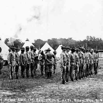 Inspection of Company F at Fort Riley, Kansas Postcard