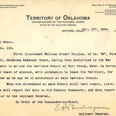 Special Order #110 Headquarters Oklahoma National Guard-1904