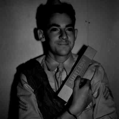 Soldier holding a box of waxed paper