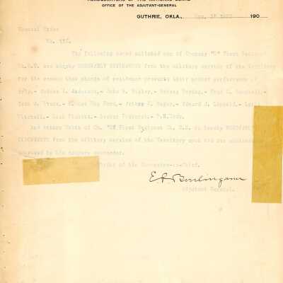 Special Order #113 Headquarters Oklahoma National Guard-1903
