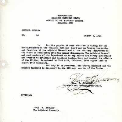 General Order #26 Headquarters Oklahoma National Guard-1927