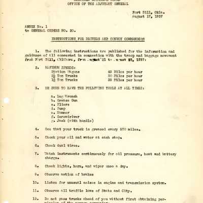 General Order #20 Annex 1 Headquarters Oklahoma National Guard-1937