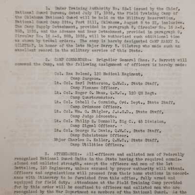General Order #8 Headquarters Oklahoma National Guard-1936