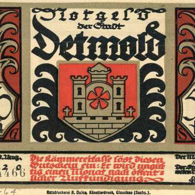 German City of Detmold Fifty Pfennig Notgeld