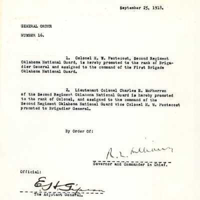 General Order #16 Headquarters Oklahoma National Guard-1918