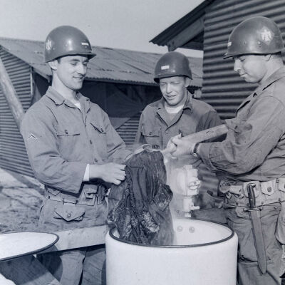 Soldiers doing their laundry