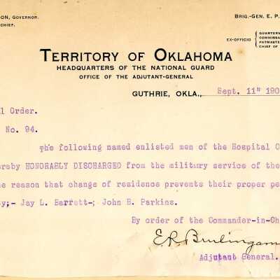 Special Order #94 Headquarters Oklahoma National Guard-1903