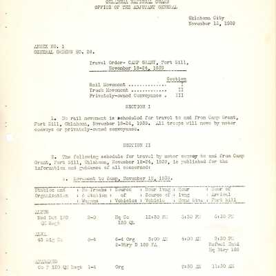 General Order #26 Annex 1 Headquarters Oklahoma National Guard-1939