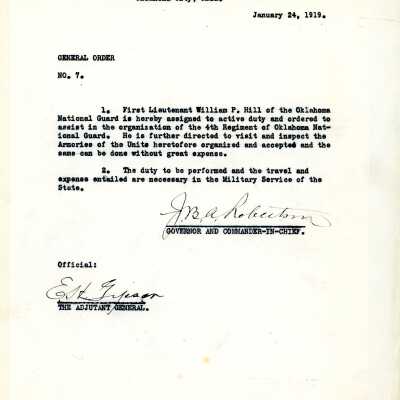 General Order #7 Headquarters Oklahoma National Guard-1919