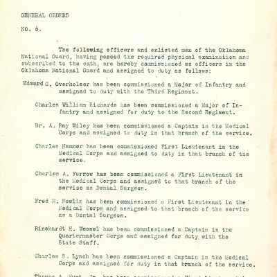 General Order #6 Headquarters Oklahoma National Guard-1918