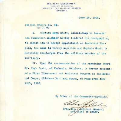 Special Order #69 Headquarters Oklahoma National Guard-1906