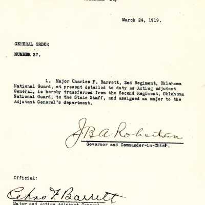 General Order #27 Headquarters Oklahoma National Guard-1919