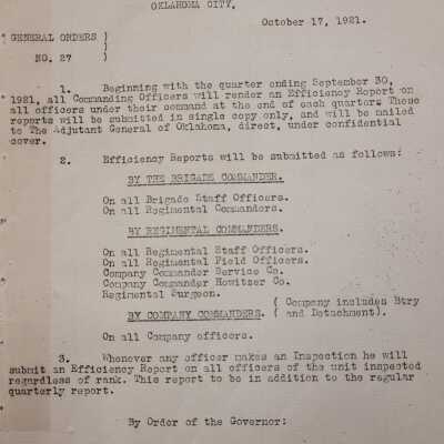 General Order #27 Headquarters Oklahoma National Guard-1921