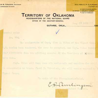 Special Order #114 Headquarters Oklahoma National Guard-1903
