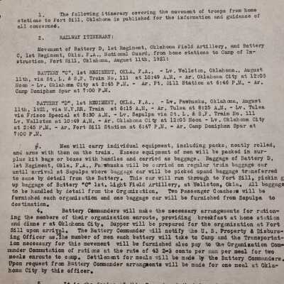General Order #18 Headquarters Oklahoma National Guard-1921