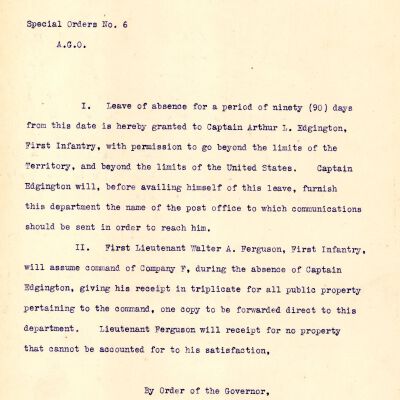 Special Order #6 Headquarters Oklahoma National Guard-1907