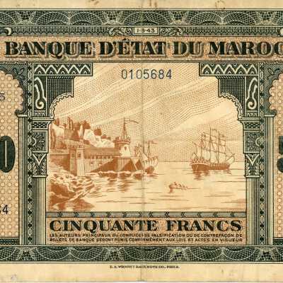 Morocco Fifty Francs-1943