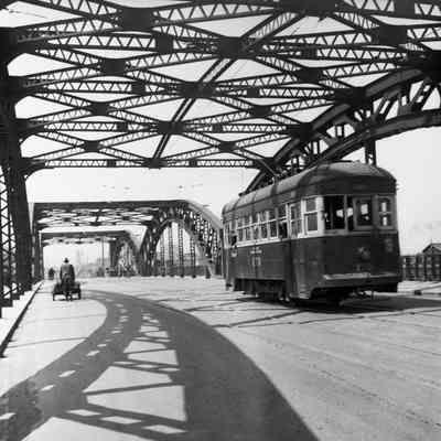 Streetcar crossing bridge