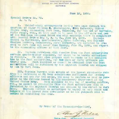Special Order #72 Headquarters Oklahoma National Guard-1906