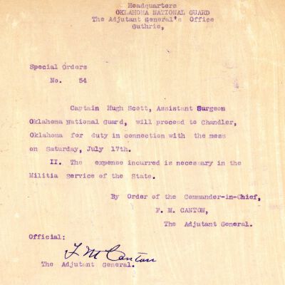 Special Order #54 Headquarters Oklahoma National Guard-1909