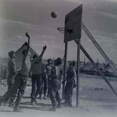 Soldiers playing basketball