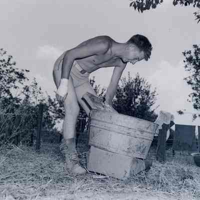 Private William Simmons doing laundry