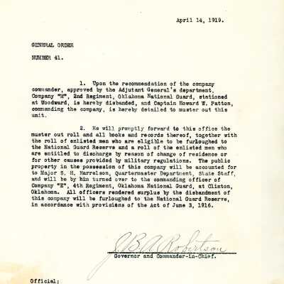 General Order #41 Headquarters Oklahoma National Guard-1919