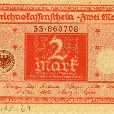 German Two Mark Type 1920- Darlehnskassenschein