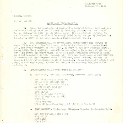 General Order #24 Headquarters Oklahoma National Guard-1939