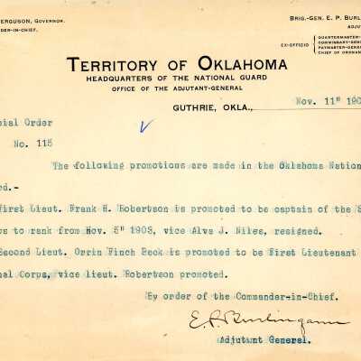 Special Order #115 Headquarters Oklahoma National Guard-1903