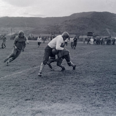 Soldiers playing football