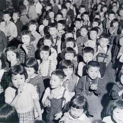 Group of Japanese school children