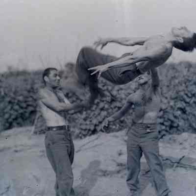 Soldiers performing acrobatics