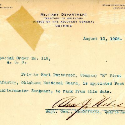 Special Order #119 Headquarters Oklahoma National Guard-1906