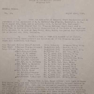 General Order #22 Headquarters Oklahoma National Guard-1924