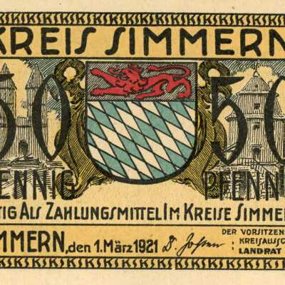 German City of Simmern Fifty Pfennig Notgeld-1921