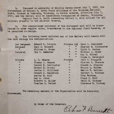 General Order #23 Headquarters Oklahoma National Guard-1925