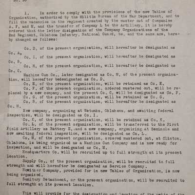General Order #10 Headquarters Oklahoma National Guard-1921