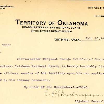 Special Order #23 Headquarters Oklahoma National Guard-1906