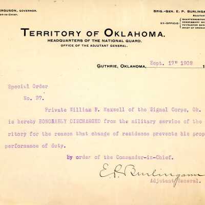 Special Order #97 Headquarters Oklahoma National Guard-1903