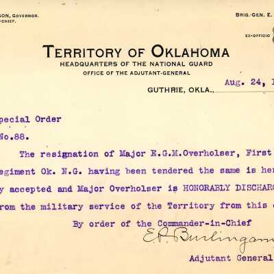 Special Order #88 Headquarters Oklahoma National Guard-1904