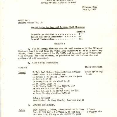 General Order #14 Annex 1 Headquarters Oklahoma National Guard-1938