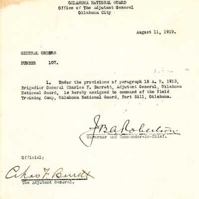General Order #107 Headquarters Oklahoma National Guard-1919